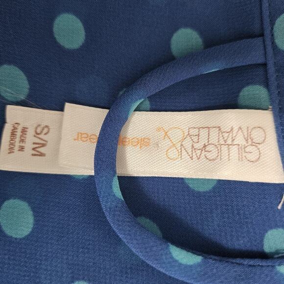 GILLIGAN & O’MALLEY Sheer Blue Polka-dot Short Sleeve Wrap Style Robe Sz S/M - Picture 8 of 9